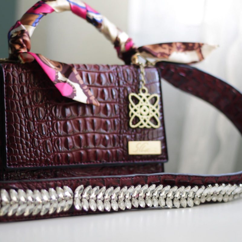 992 crystal maroon bag with two belts