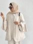 SC-421 BEIGE CARDIGAN TROUSER AND TOP (3PC SET)