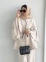 SC-421 BEIGE CARDIGAN TROUSER AND TOP (3PC SET)