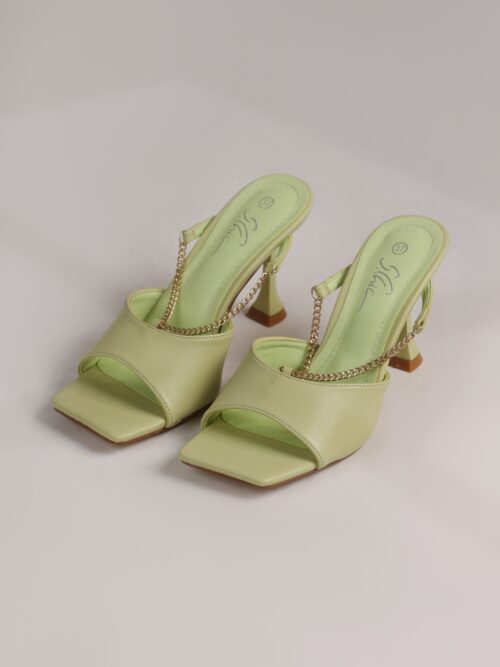 Stylish Open-Heel Sandals with Chain Strap