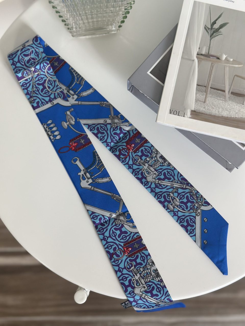 Elegant Blue Bag Scarf